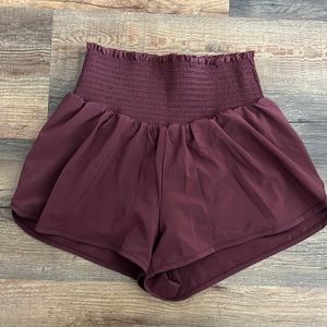 aerie smocked running shorts with shorties attached underneath